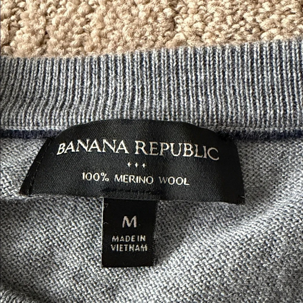 Banana Republic Men's Sweater in Gray and Navy Stripes